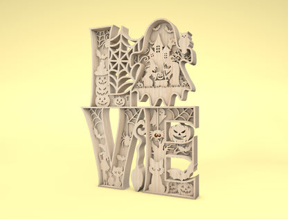 Multilayer LOVE Halloween Scene Art SVG for Glowforge xTool LightBurn