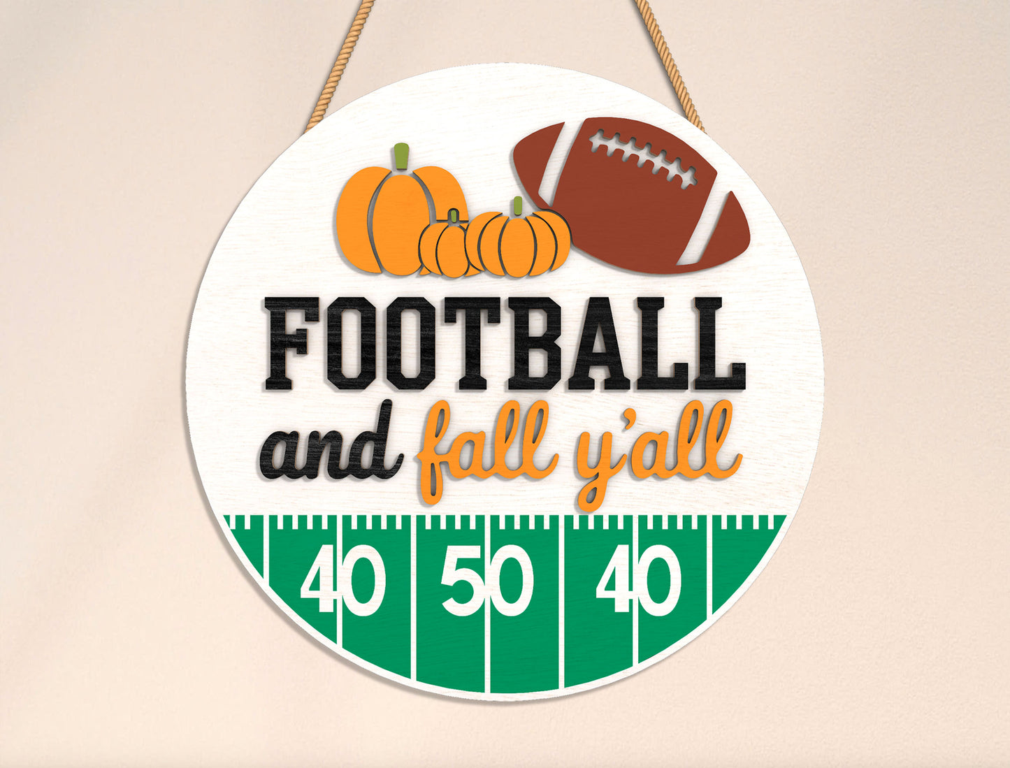 Football and Fall Y'all Door Hanger SVG Set for Glowforge xTool LightBurn | 2 Designs