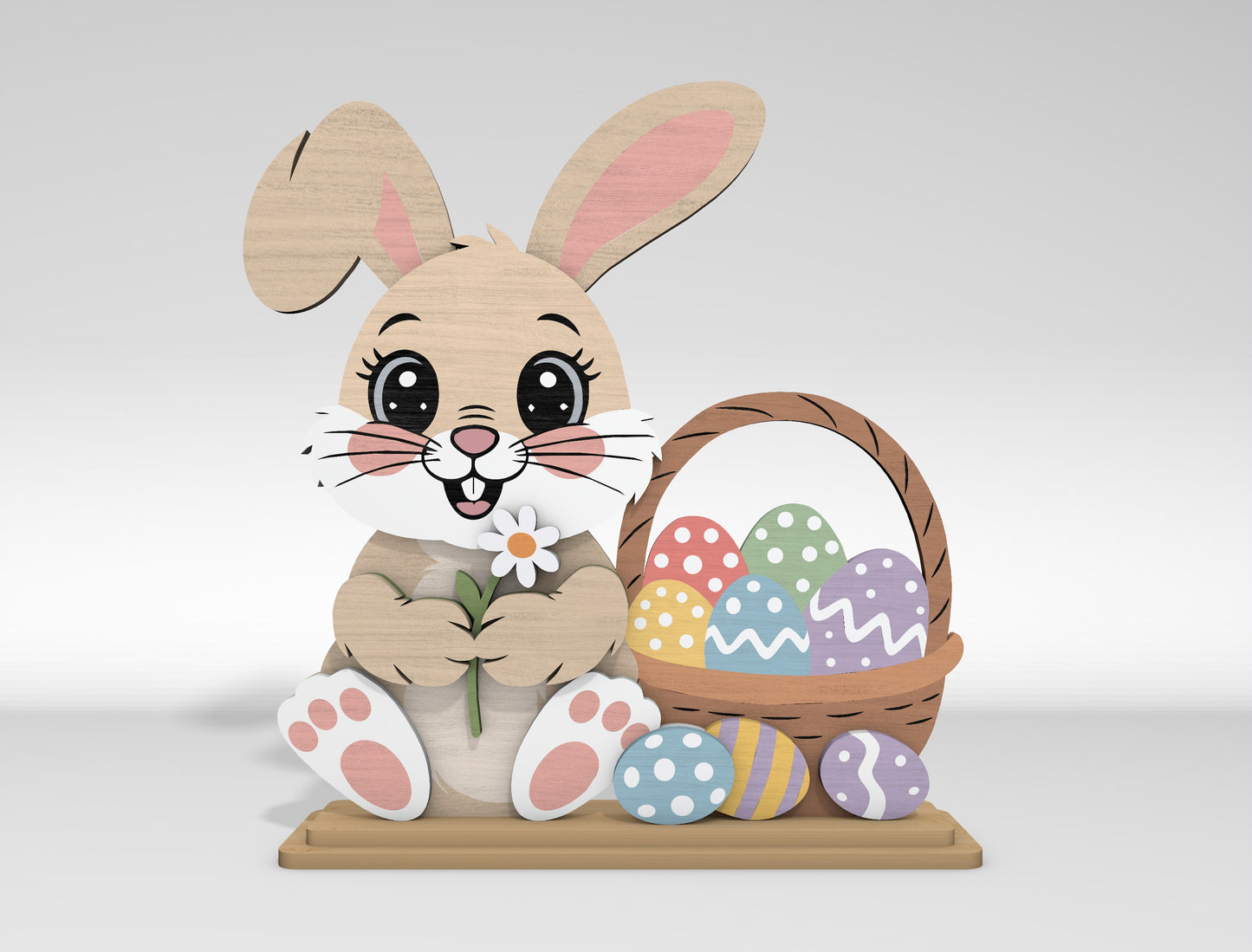Cute Easter Bunny Table Decor SVG Bundle 5 Happy Easter Designs for LightBurn