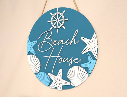 Beach House Door Sign SVG Laser Cut File for xTool and Glowforge