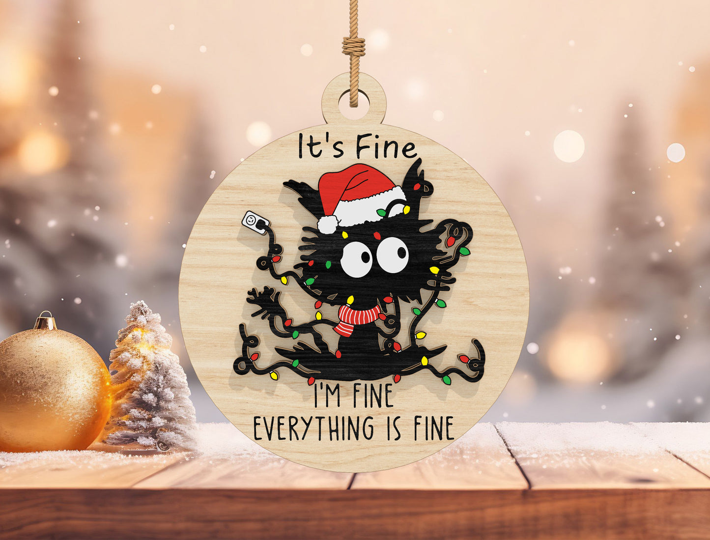 Funny Christmas Quote Round Ornament Laser Cut File | Ready to Cut | Glowforge, xTool, LightBurn, etc.