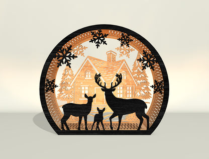 Christmas Santa Scene Lantern Laser Cut File | Ready to Cut | Glowforge, xTool, LightBurn, etc.