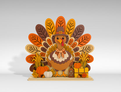 Thanksgiving Fall Scene SVG Bundle for Glowforge xTool LightBurn 5 Designs