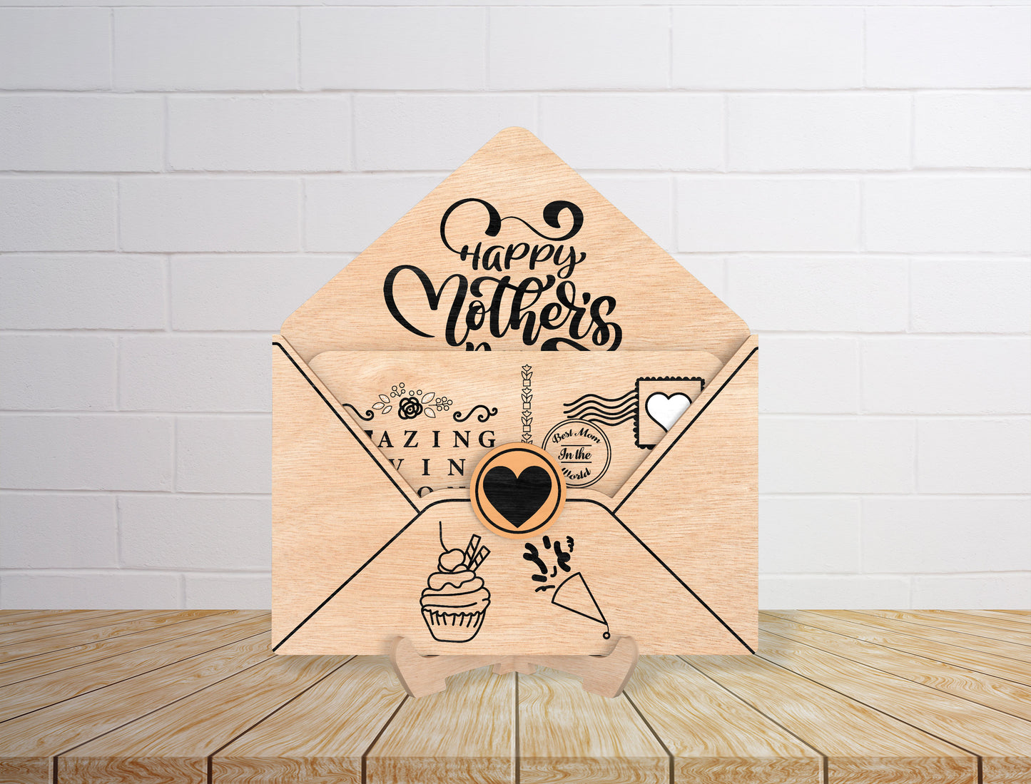 Mother's Day Envelope Card SVG Laser Cut File for Glowforge and xTool