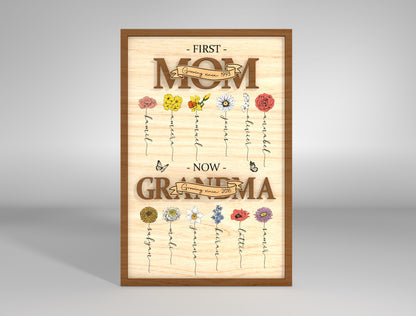 Birth Month Flower Frame SVG Mom to Grandma Bundle for LightBurn