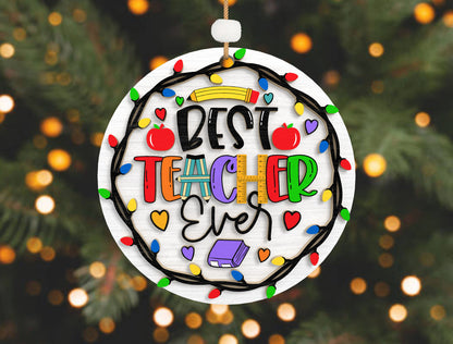 Personalized Teacher Christmas Ornament SVG Laser Cut File for Glowforge and LightBurn