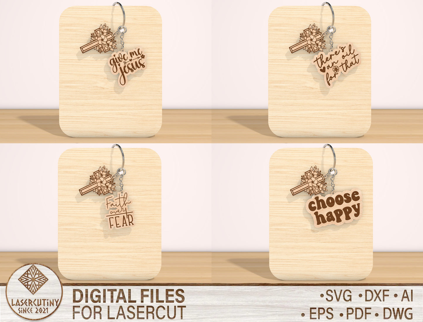 Christian Keychain SVG Bundle Bible Verse 24 Designs for LightBurn