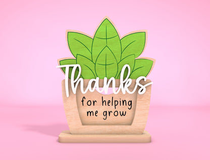 Teacher Plant Card Holder Laser Cut File for xTool Laser Cut