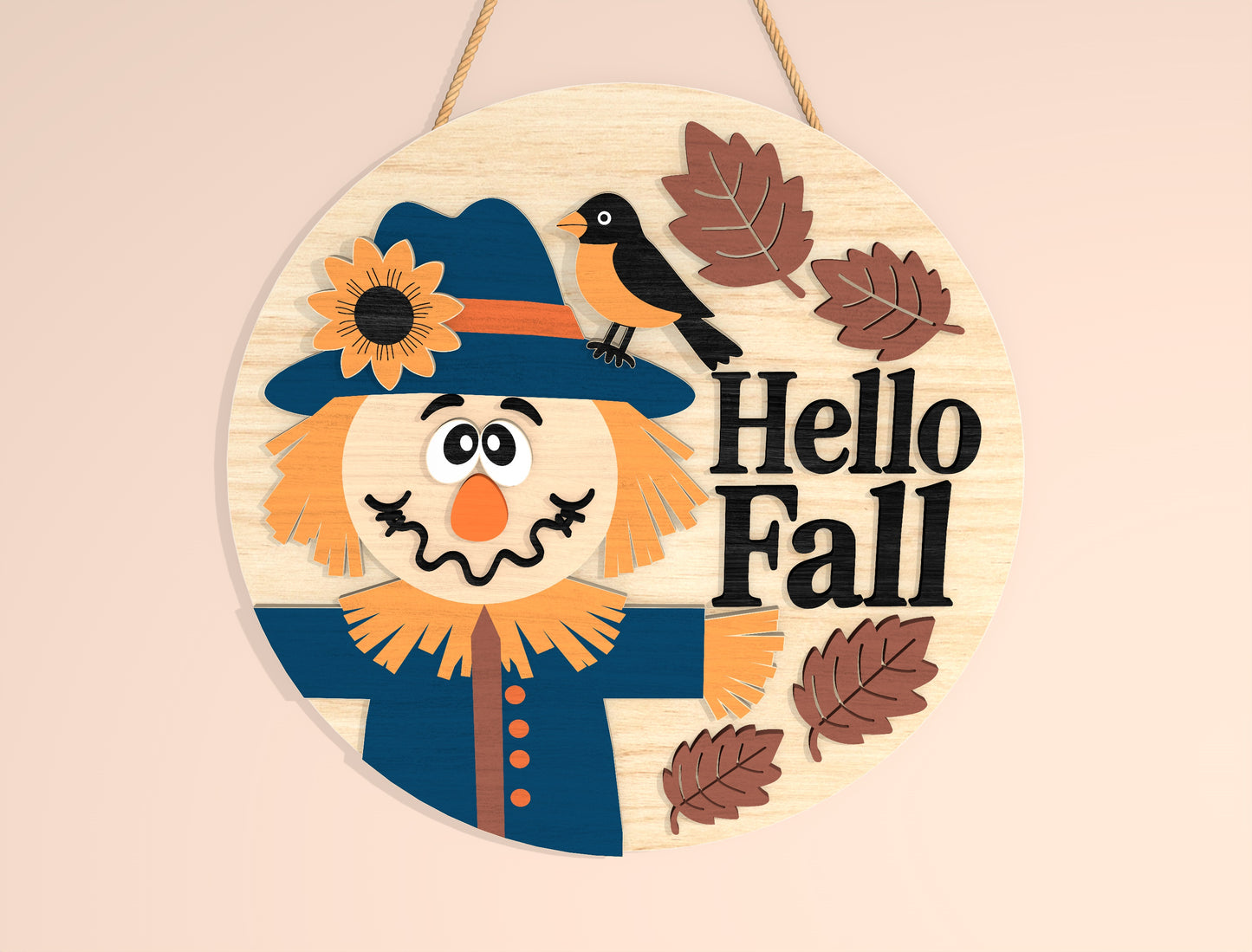 Scarecrow Welcome to Our Patch Door Hanger SVG Set for Glowforge xTool LightBurn 2 Designs