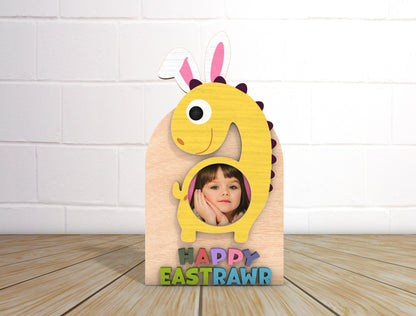 Dinosaur Easter Photo Frame SVG Bundle Kids Bunny Dino for LightBurn