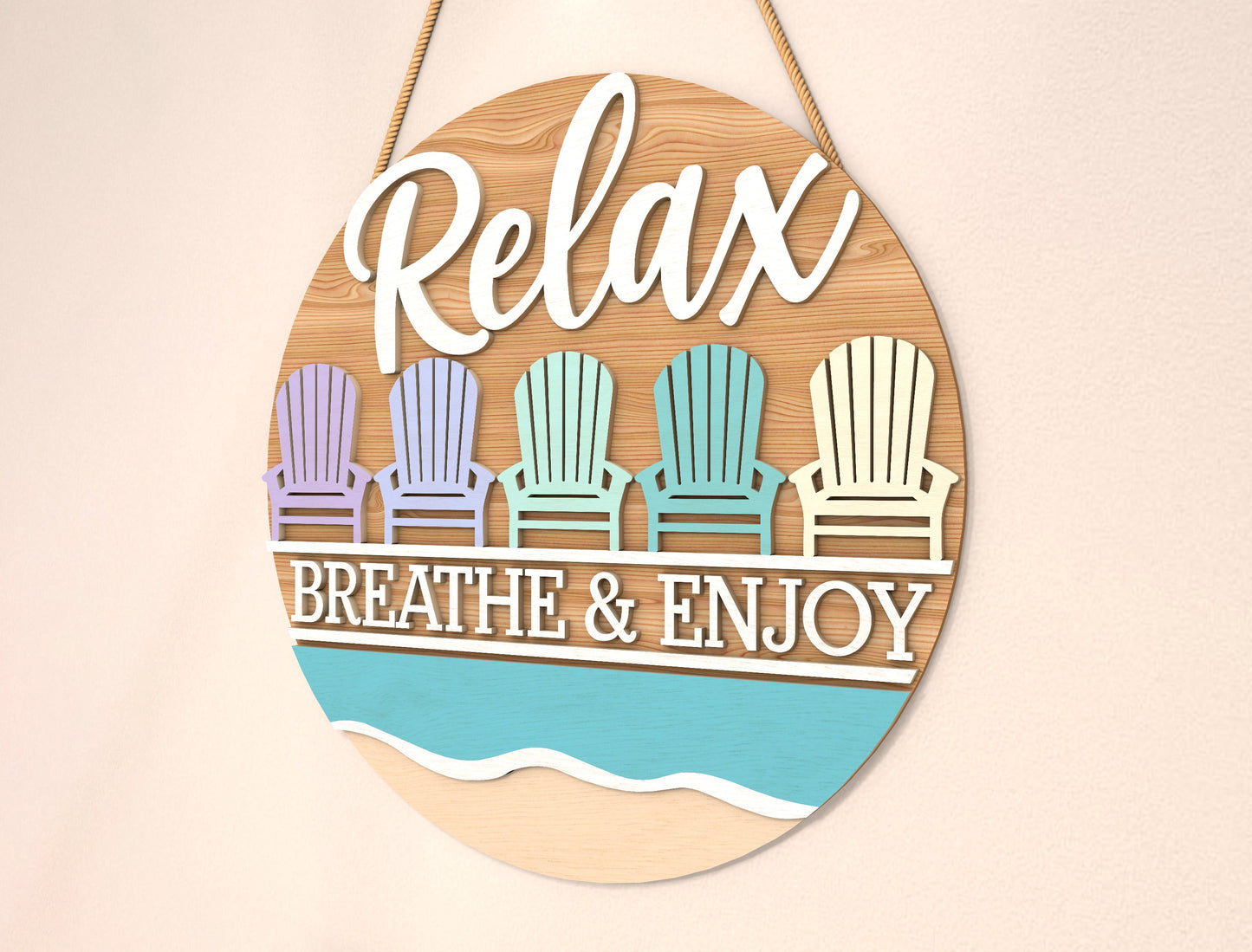 “Relax Breathe and Enjoy” Beach Door Sign SVG for Glowforge