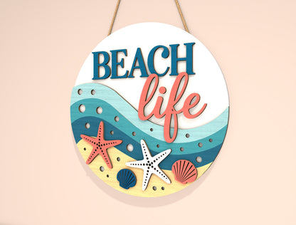 “Beach Life” Door Sign SVG Laser Cut File for xTool and Glowforge