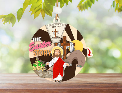 Easter Story Wheel Ornament SVG Rotating Wooden Easter for LightBurn and xTool