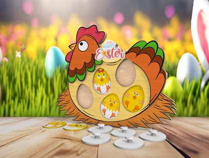 Chicken Easter Board Game SVG Wooden Egg Matching for LightBurn and xTool