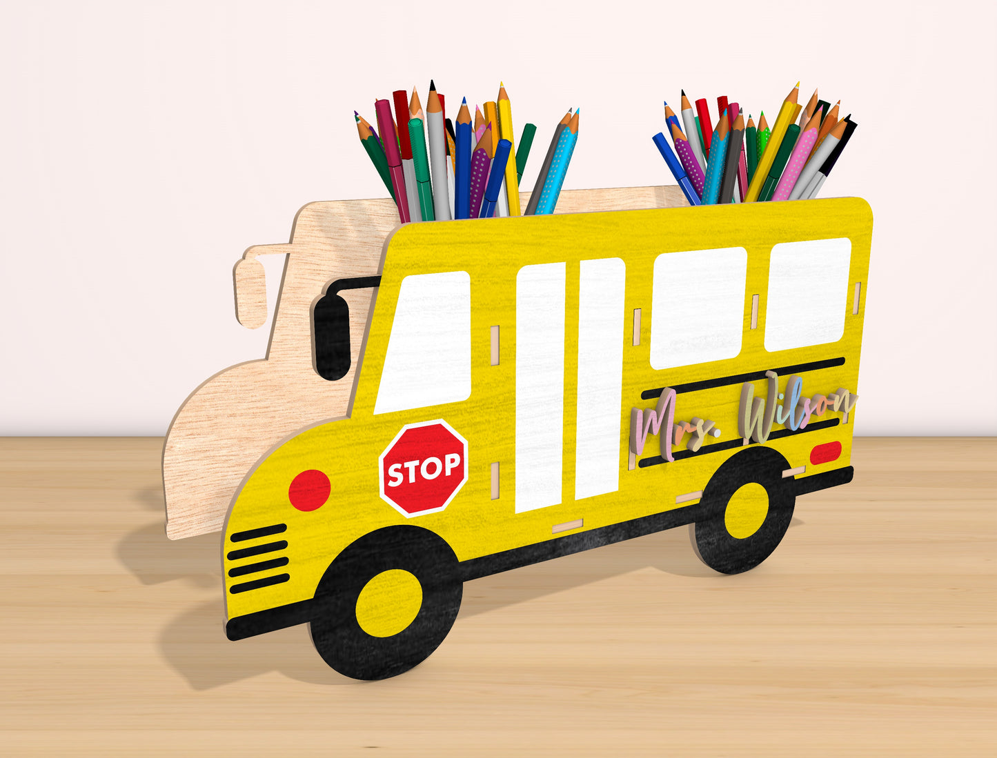 School Bus Pen Holder SVG Bundle Laser Cut File for Glowforge and xTool