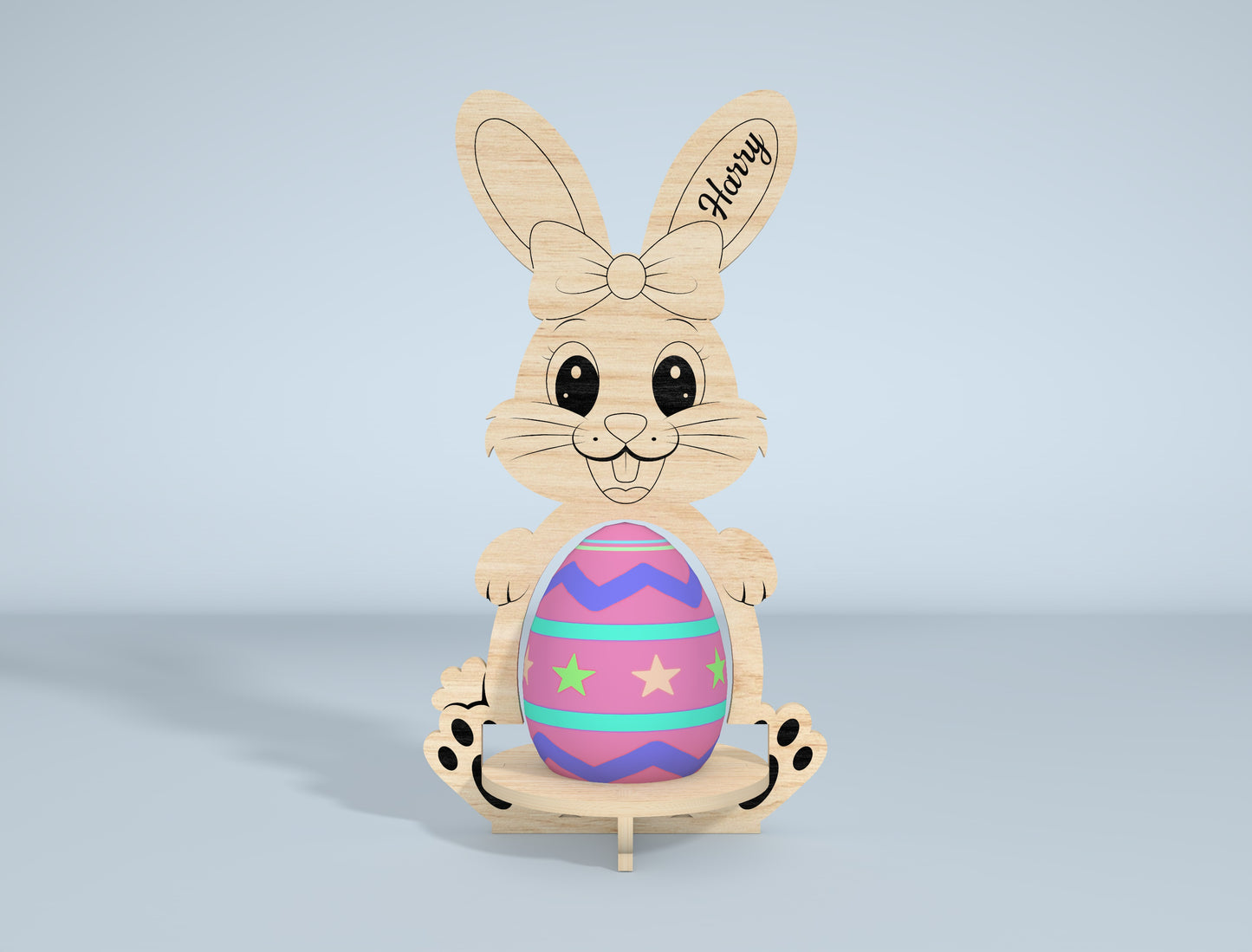 Personalized Bunny Egg Stand SVG Bundle 9 Designs for LightBurn and xTool