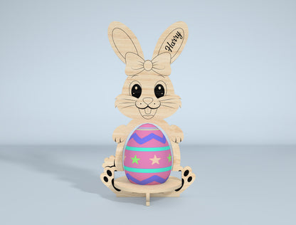 Personalized Bunny Egg Stand SVG Bundle 9 Designs for LightBurn and xTool