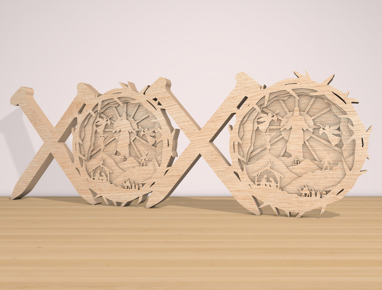 XOXO Nativity Scene Laser Cut File | Christmas Faith Decor | Layered Wooden Art | Glowforge, xTool, LightBurn, etc.