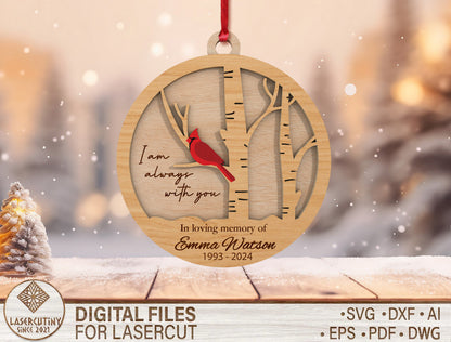 Family Cardinal Memorial Ornament SVG for xTool and Glowforge