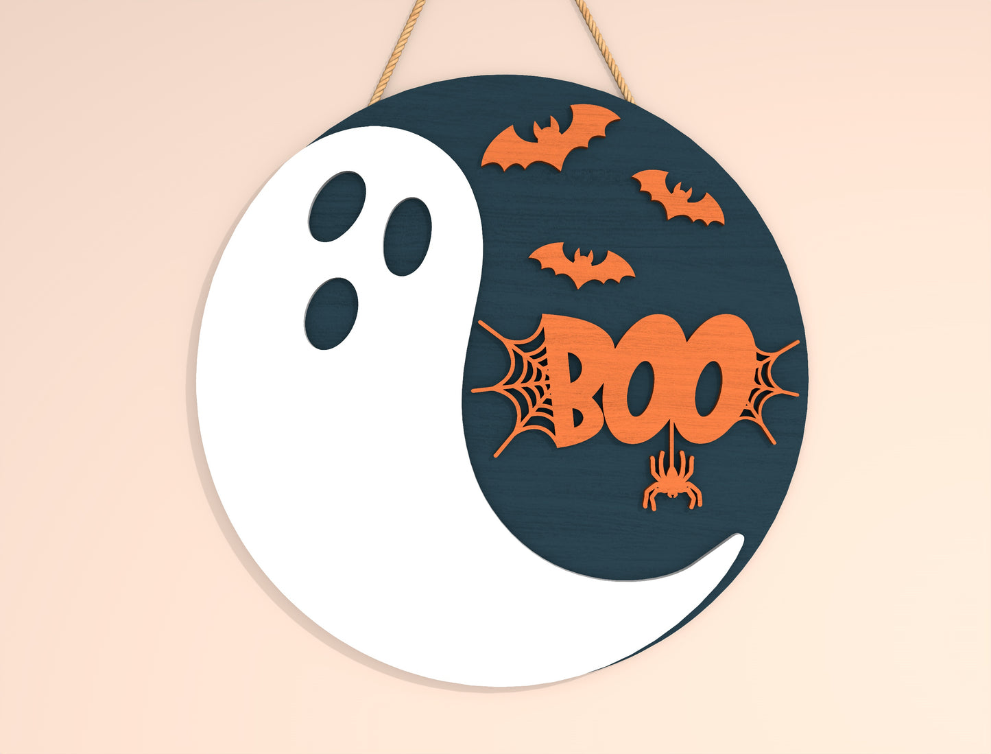 Spooky Ghost Halloween Door Hanger SVG Bundle for Glowforge xTool LightBurn