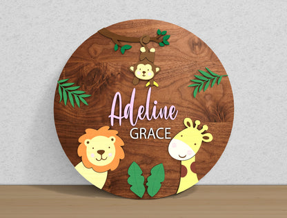 Personalized Safari Nursery SVG Laser Cut File for Glowforge  xTool