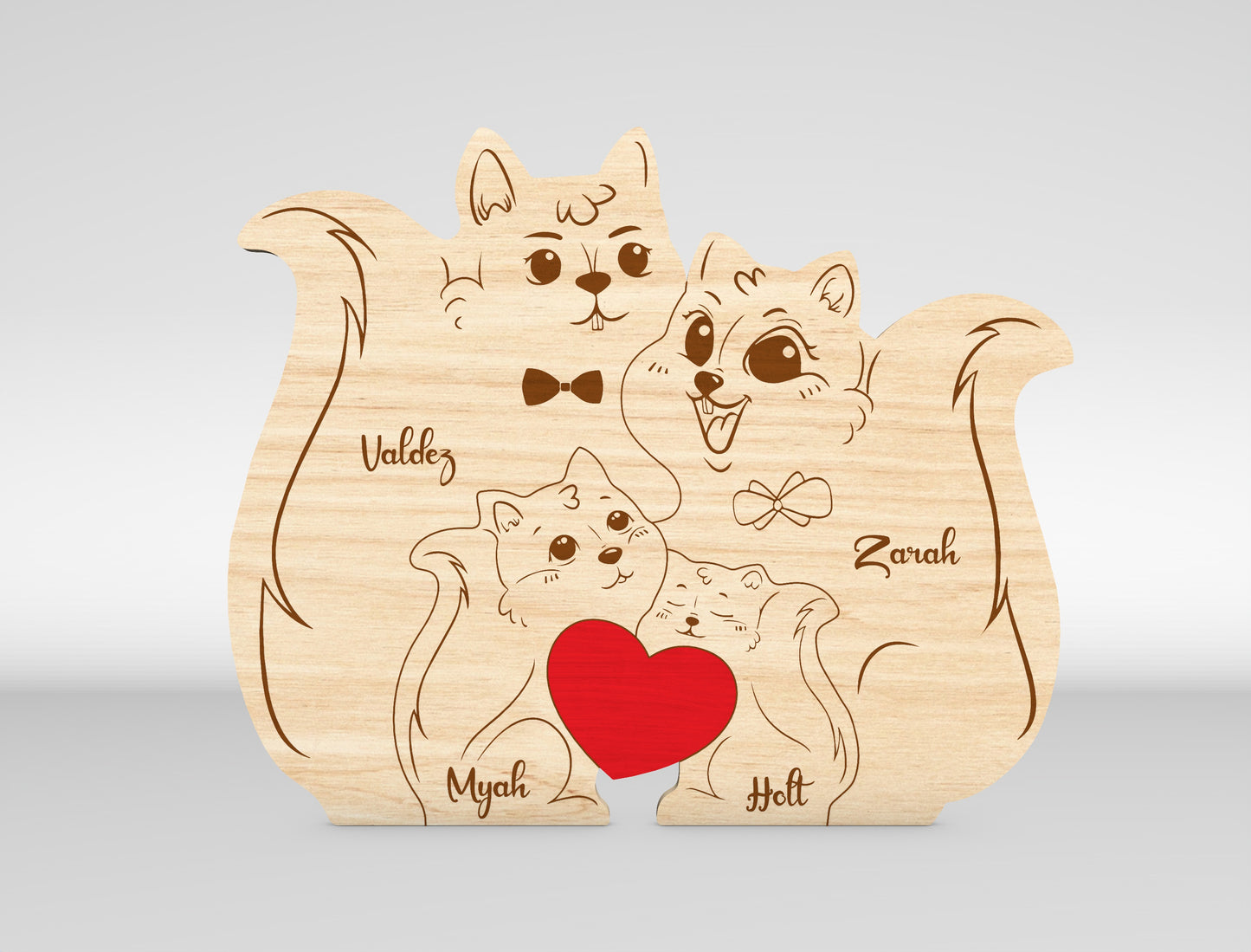 Squirrel Family Puzzle Sign SVG Laser Cut File for Glowforge and LightBurn
