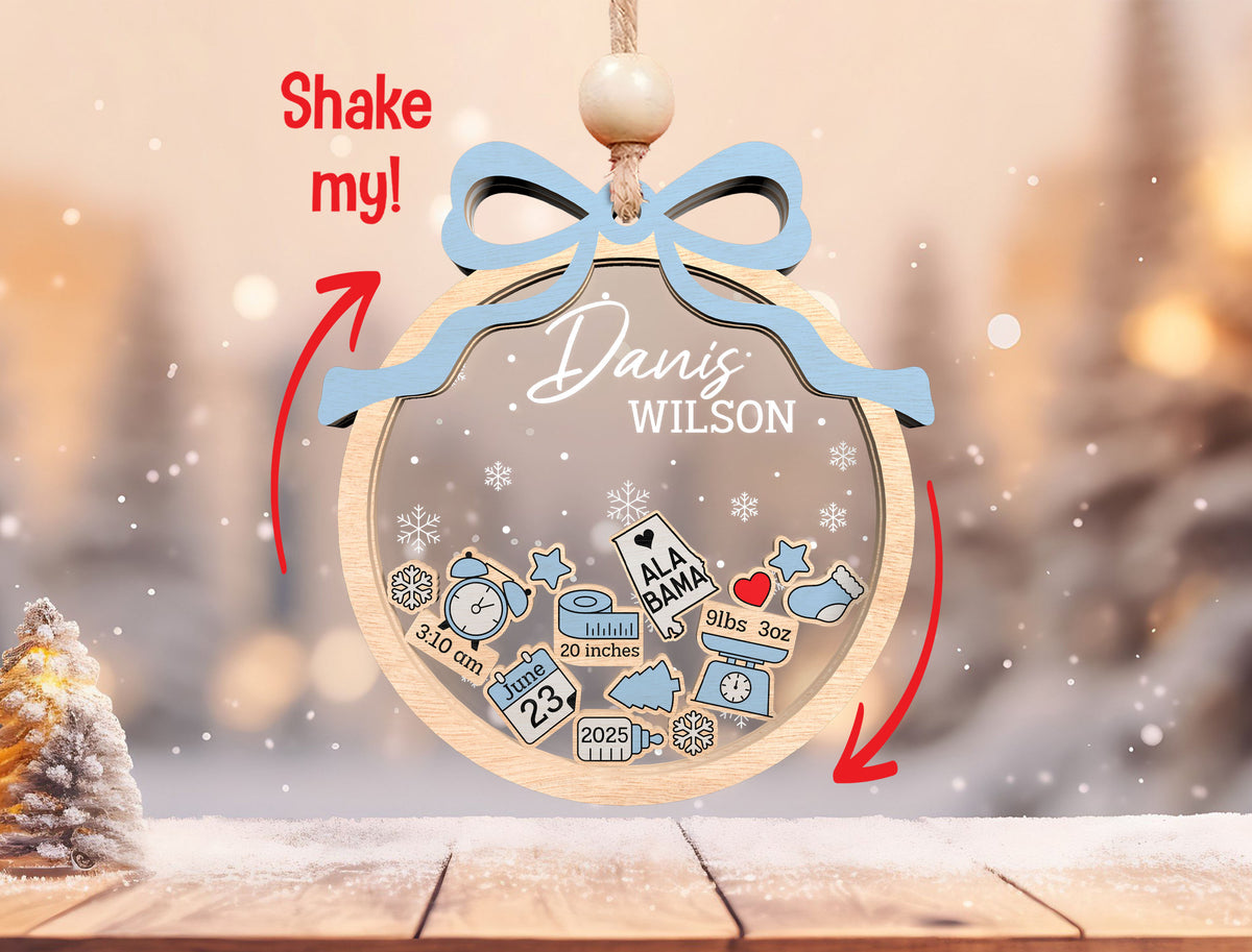 Personalized Baby Birth Announcement Christmas Ornament SVG 3