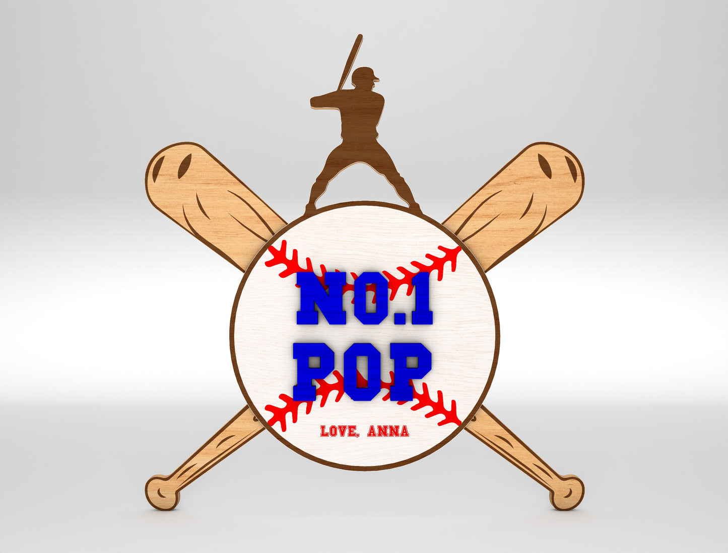 No.1 Dad Baseball Sports Sign SVG Laser Cut File for Glowforge and xTool