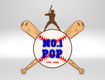 No.1 Dad Baseball Sports Sign SVG Laser Cut File for Glowforge and xTool