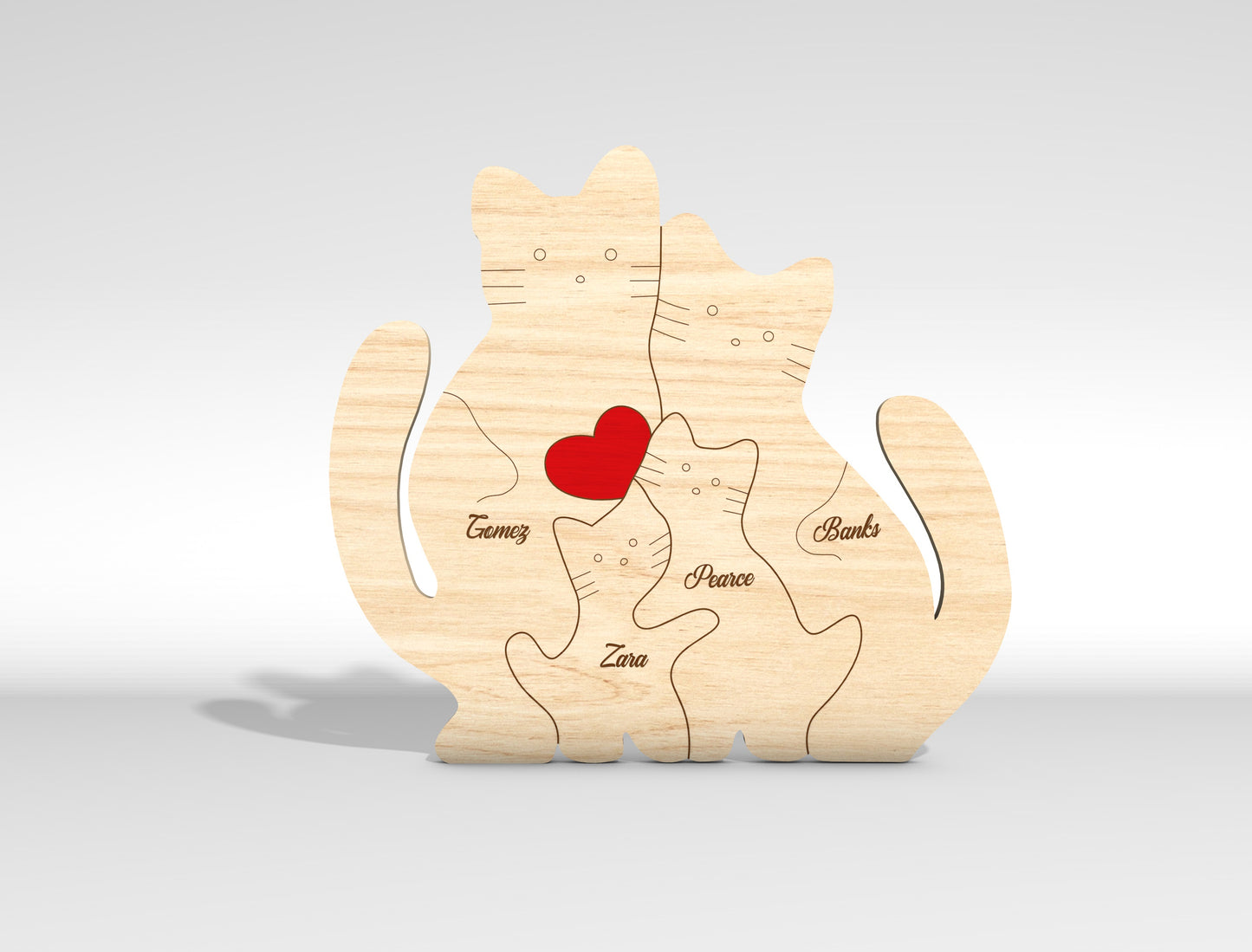 Personalized Couple Cat Puzzle Sign SVG for Glowforge and xTool