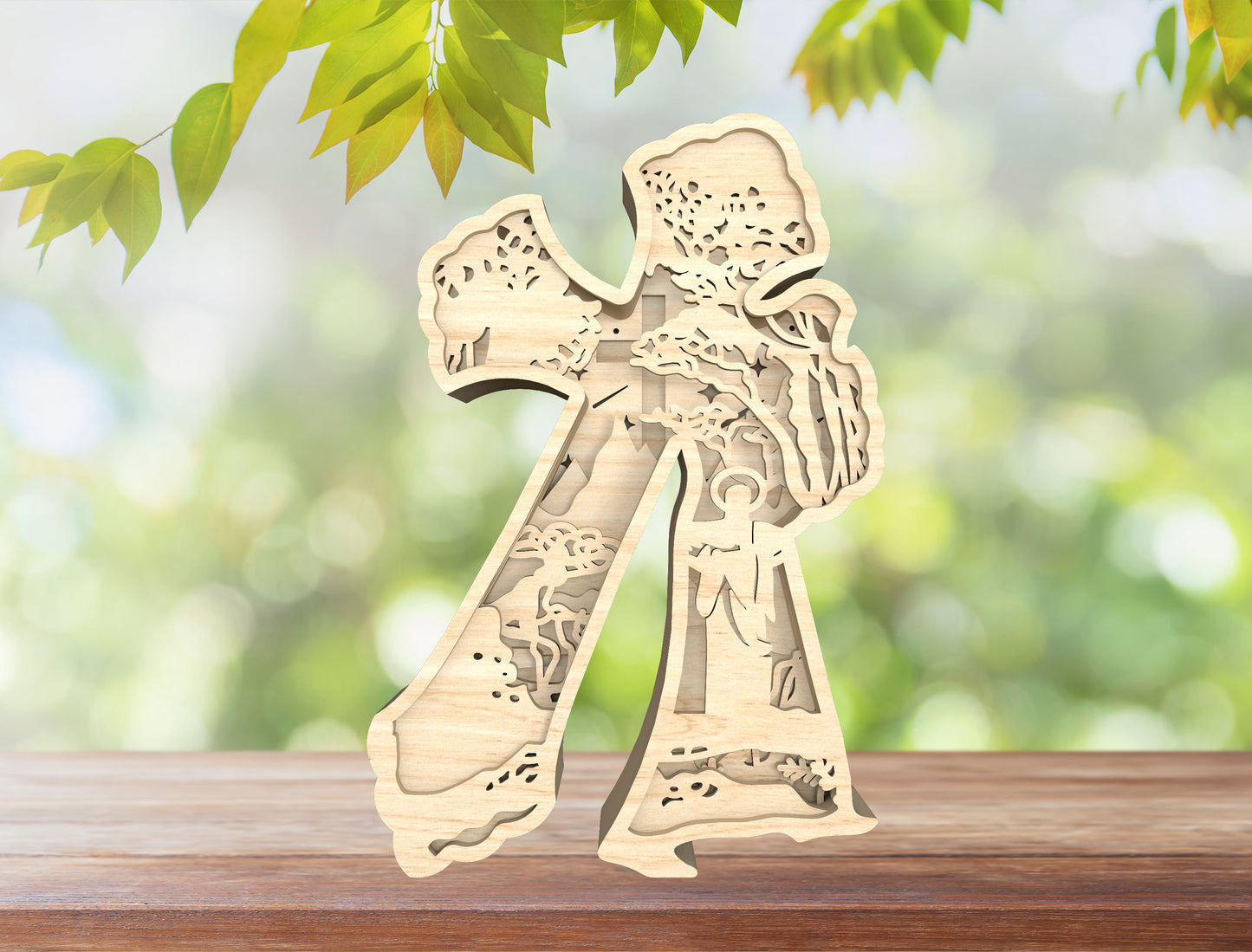 Layered Easter Cross He Is Risen SVG Bundle 3 Designs for LightBurn