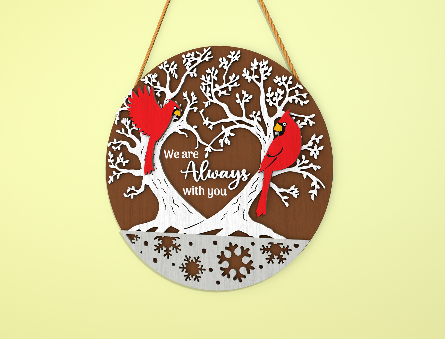 Cardinal Memorial Door Sign SVG We Are Always With You Laser Cut File for LightBurn