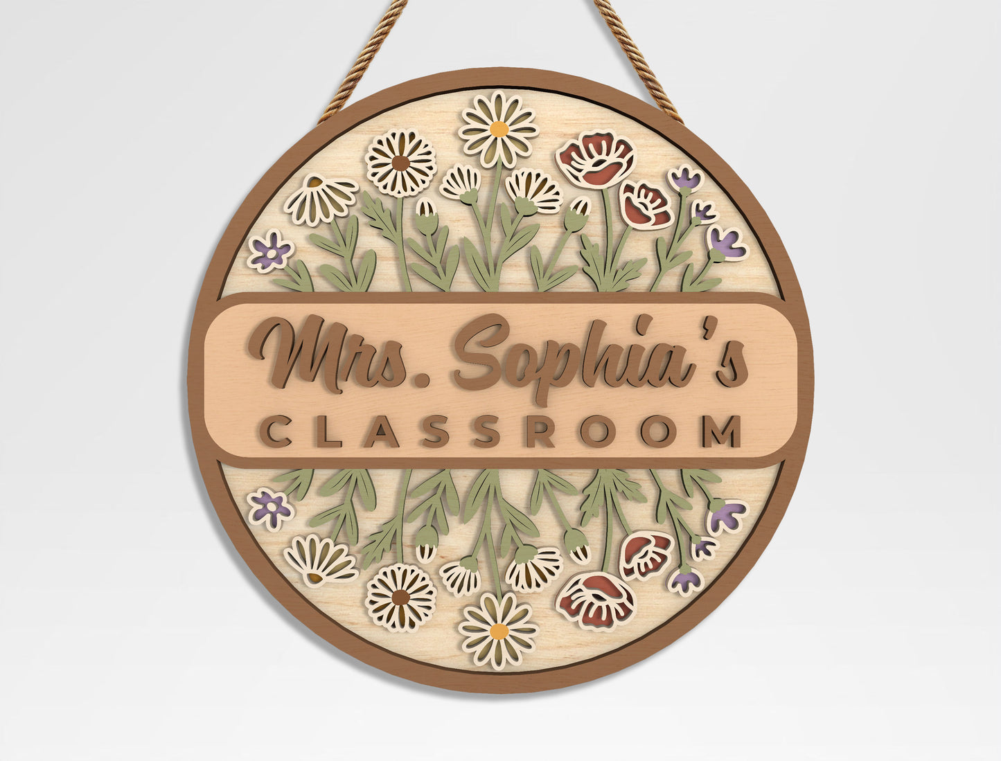 Personalized Teacher Floral Classroom Sign SVG Bundle Laser Cut File for xTool