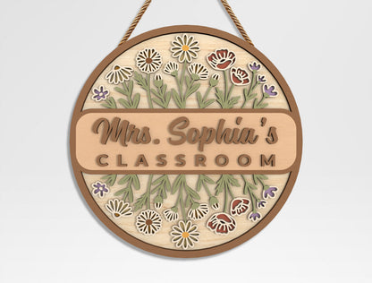 Personalized Teacher Floral Classroom Sign SVG Bundle Laser Cut File for xTool