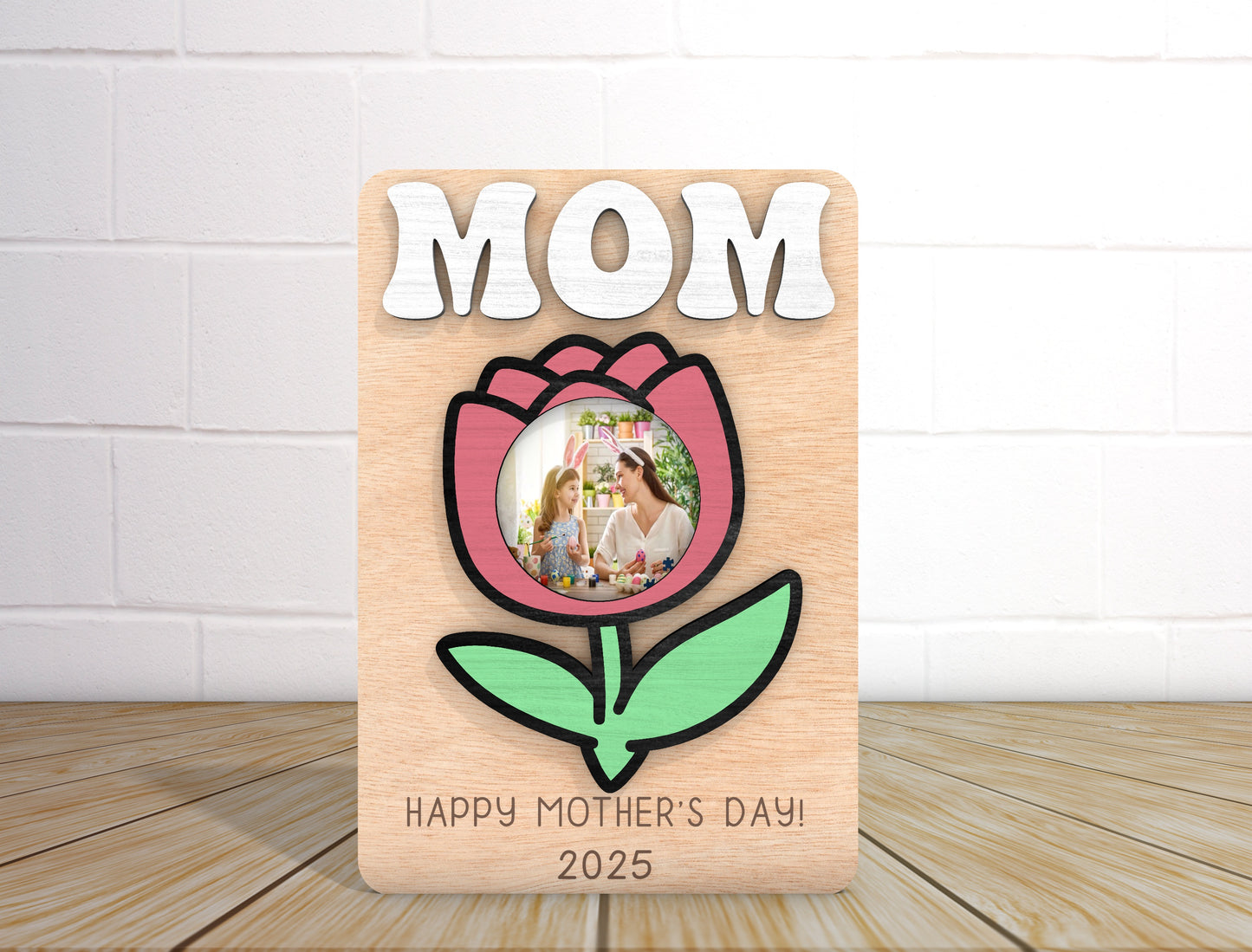 Mom Tulip Photo Frame SVG Bundle Mother's Day for LightBurn and xTool