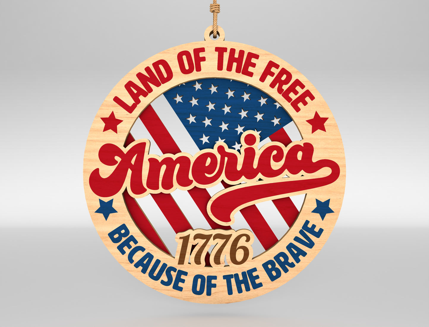 Land of the Free America Ornament SVG for Glowforge and xTool