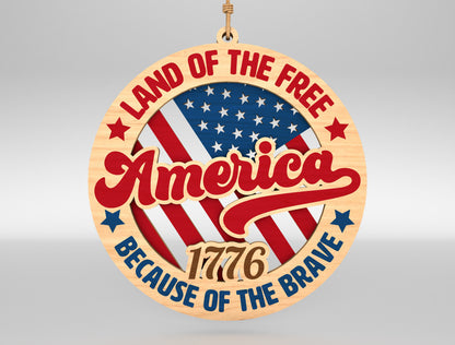 Land of the Free America Ornament SVG for Glowforge and xTool