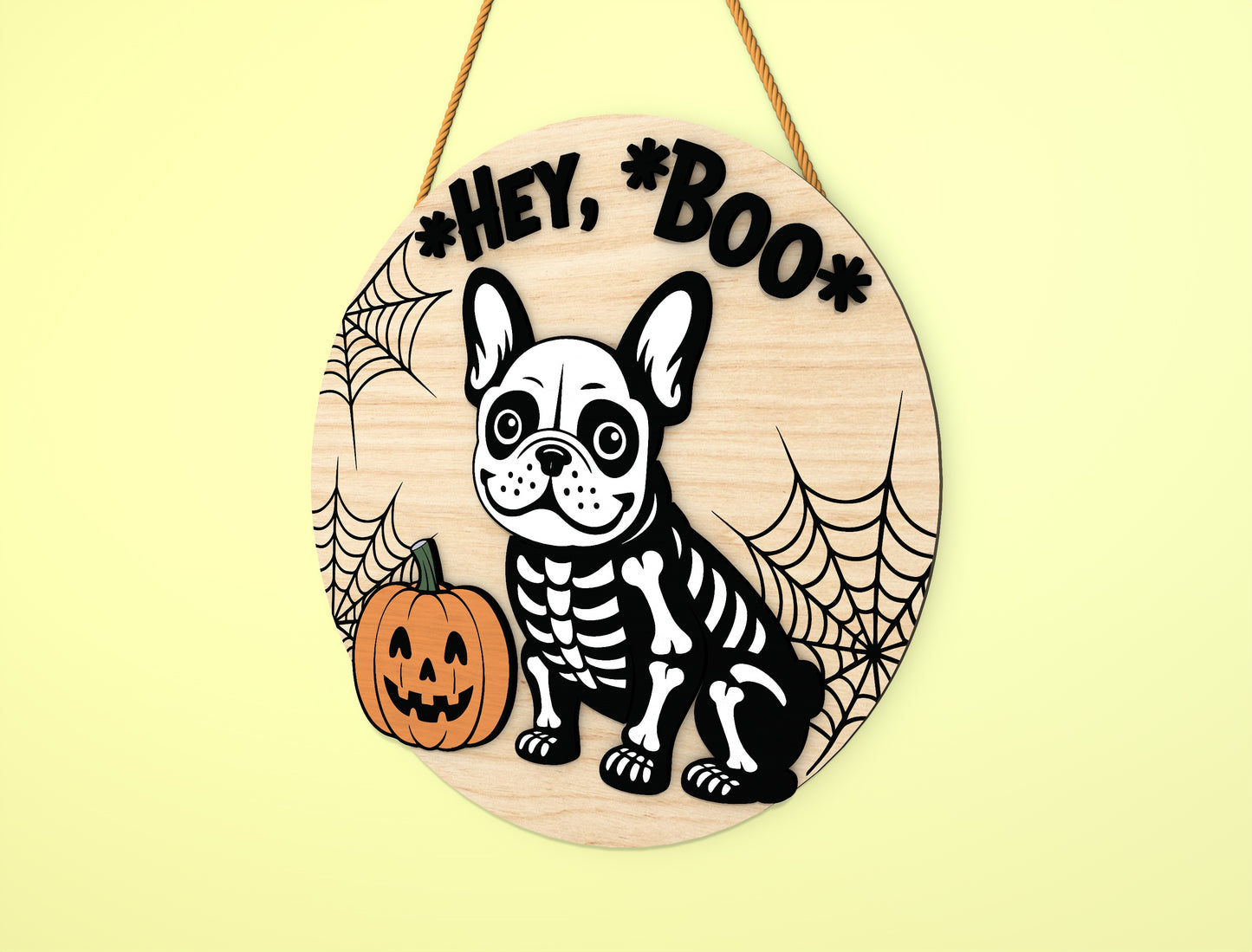 Skeleton Dog Halloween Door Sign SVG Bundle Laser Cut File for Glowforge