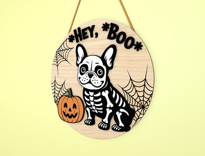Skeleton Dog Halloween Door Sign SVG Bundle Laser Cut File for Glowforge