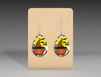 Halloween Witch Pumpkin Teardrop Earrings SVG Bundle 3 Designs for xTool LightBurn Glowforge