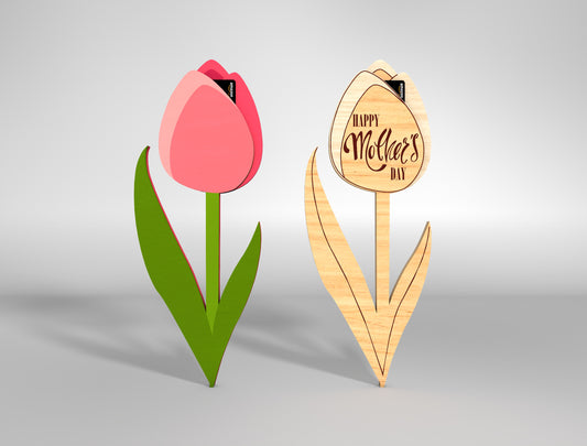 Tulip Gift Card Holder SVG Mother's Day Flower for Glowforge