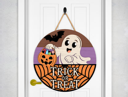 2 Trick or Treat Halloween Door Sign SVG Laser Cut Bundle for LightBurn