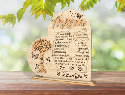 Mom DNA Tree SVG I Love You Mom Wooden Sign for Glowforge and xTool