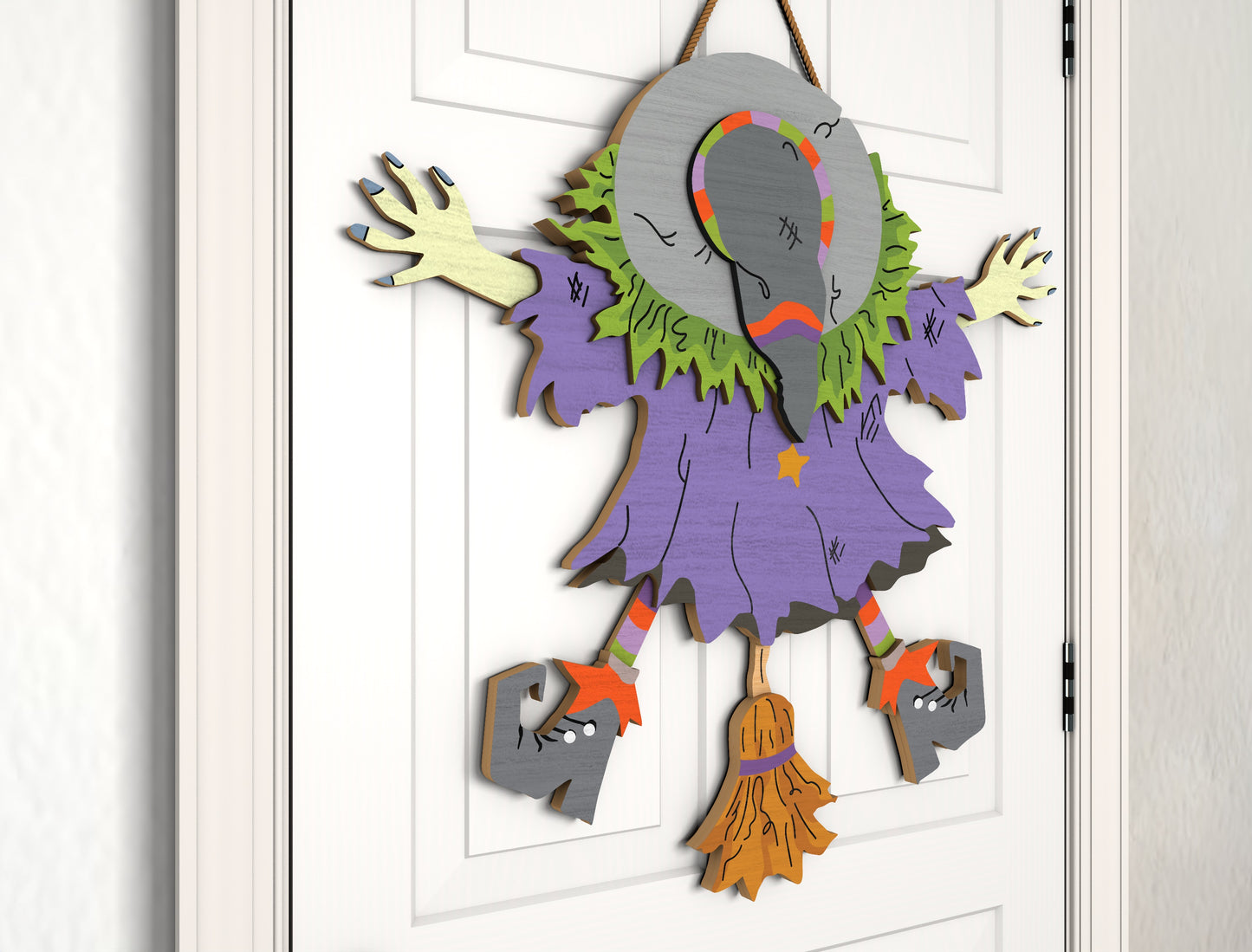 Halloween Crashed Witch Door Hanger SVG for Glowforge xTool