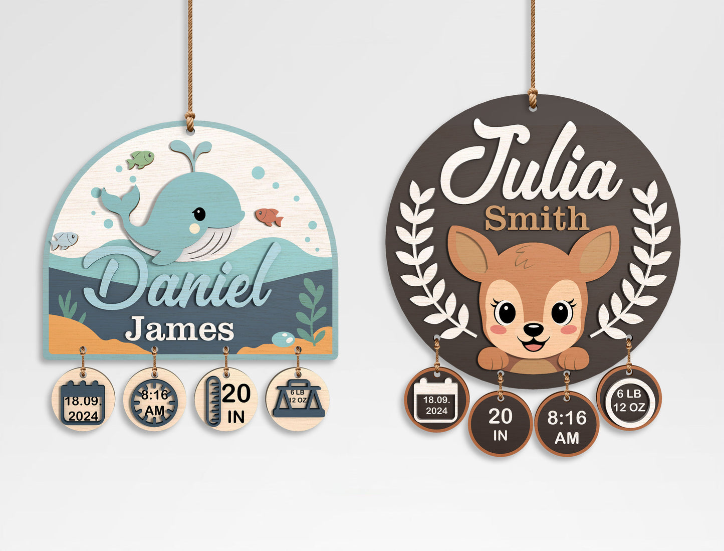 Baby Name Sign SVG Bundle Laser Cut File for Glowforge and xTool