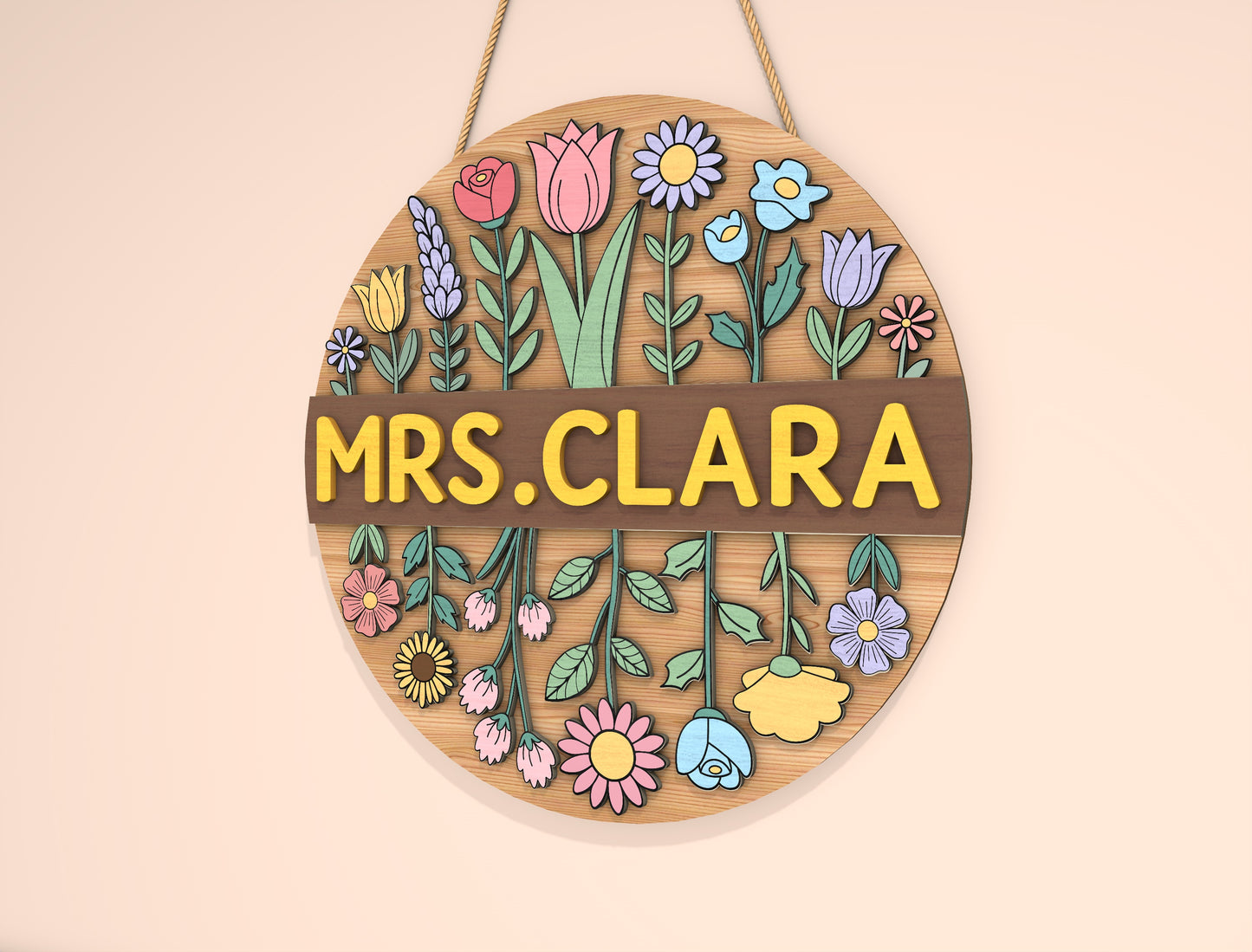 Personalized Rustic Classroom Door Sign SVG Laser Cut File for Glowforge and xTool