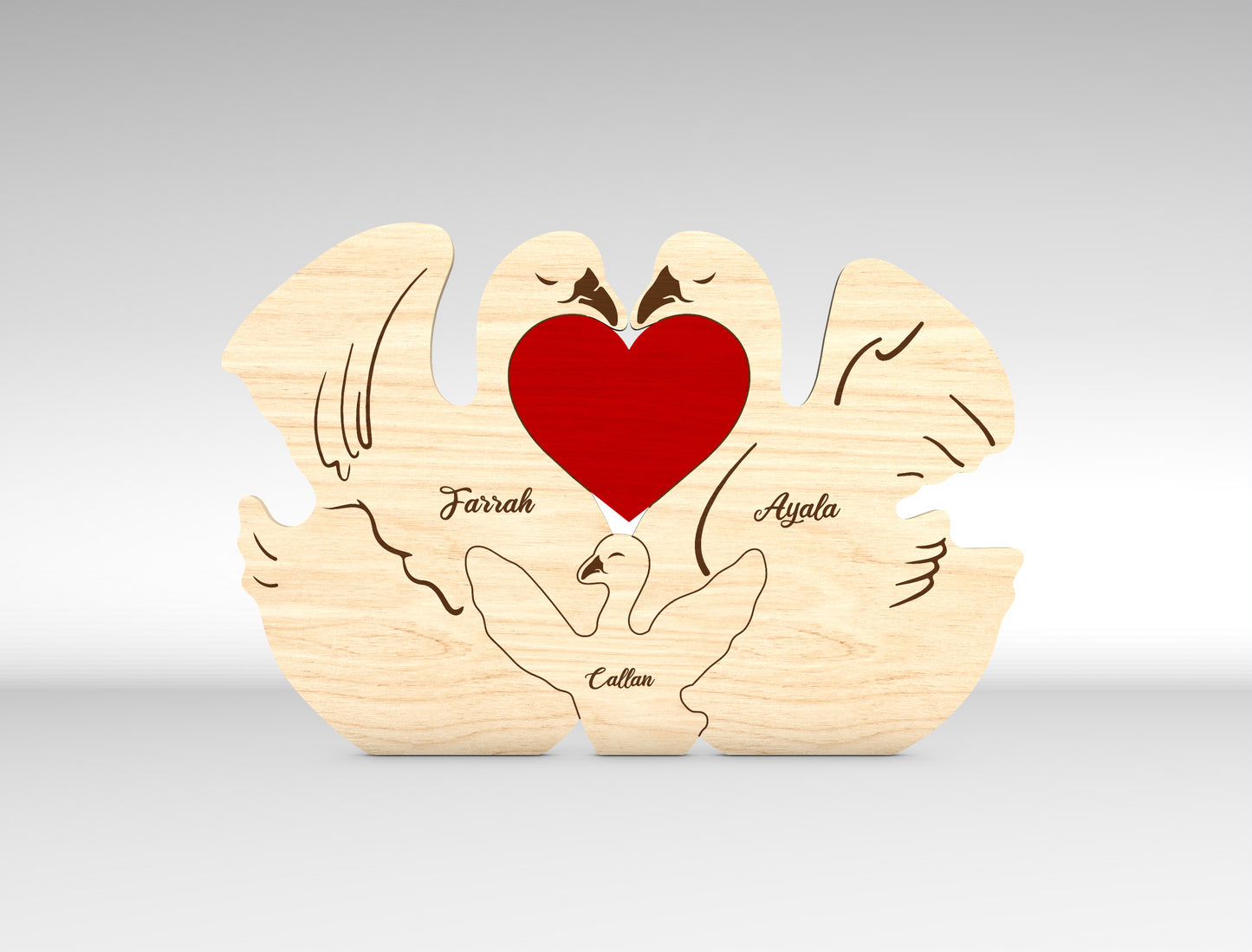 Personalized Family Swan Puzzle SVG for Glowforge and LightBurn