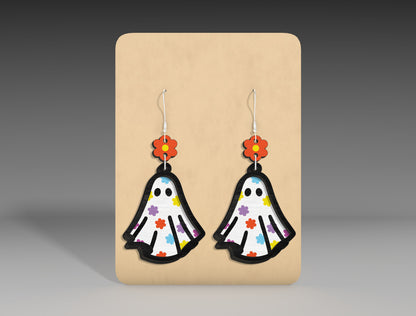 Halloween Floral Ghost Earrings SVG Bundle 3 Designs for xTool LightBurn Glowforge