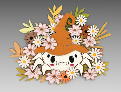 Halloween Spider Flower SVG Bundle Standing Shelf Sitter for LightBurn xTool Glowforge 2 Designs