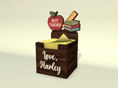Personalized Teacher Sticky Note Holder SVG for LightBurn and xTool